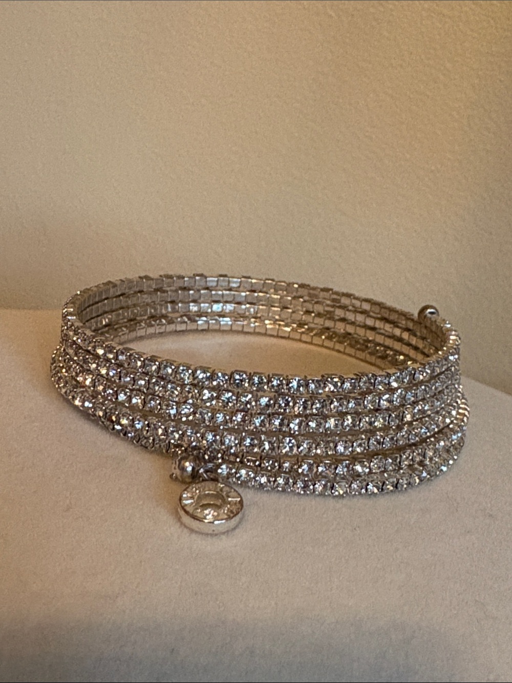 Anne Klein Crystal Multi-Row Wrap Bracelet with Charm